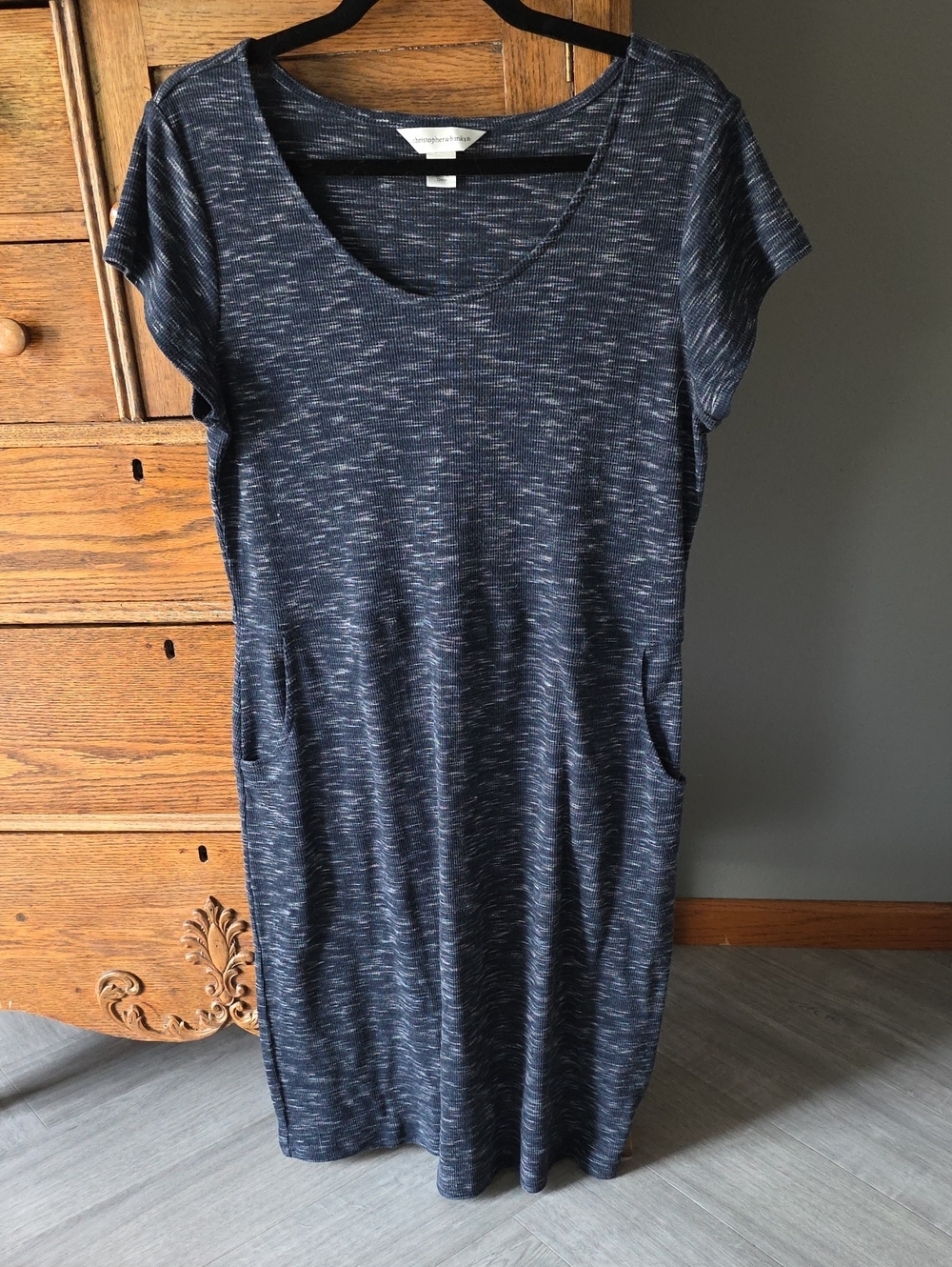 🌿 Christopher & Banks Navy Heathered Knit Mini Dress